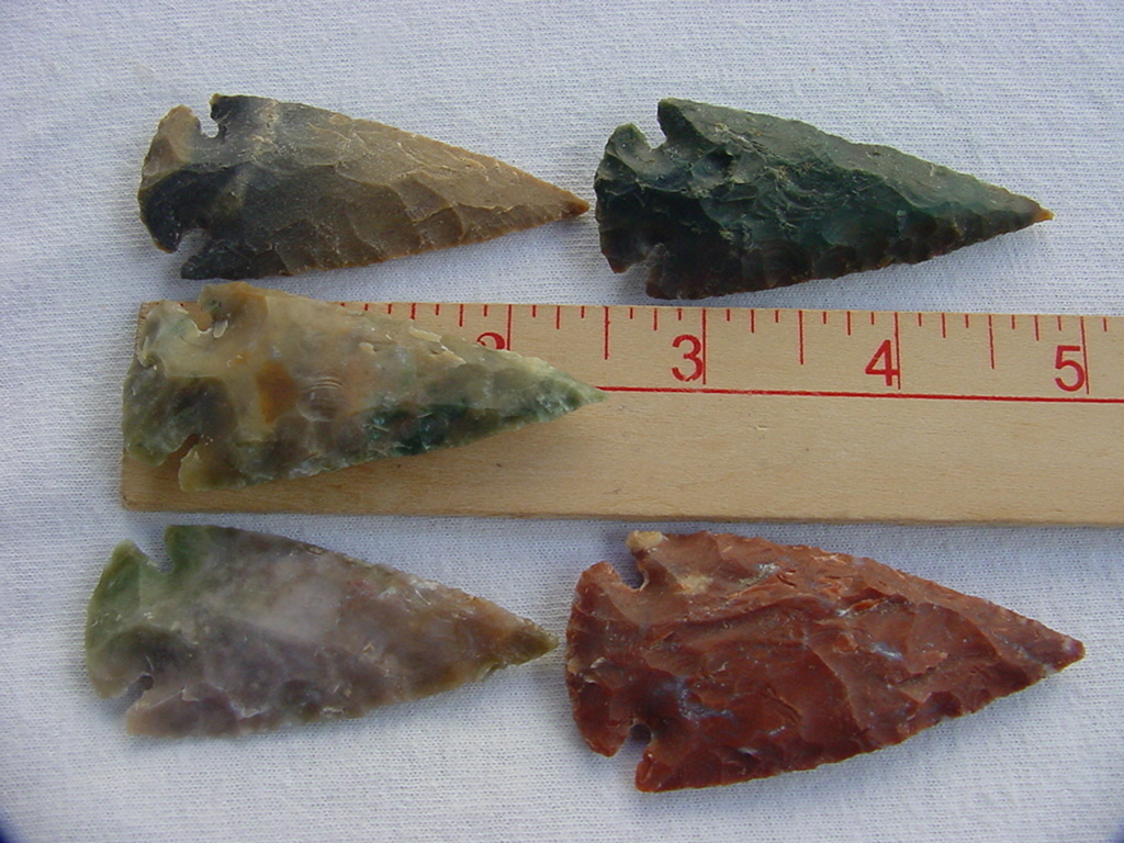 5 reproduction arrowheads 2 1/2 inch jasper arrowheads c47